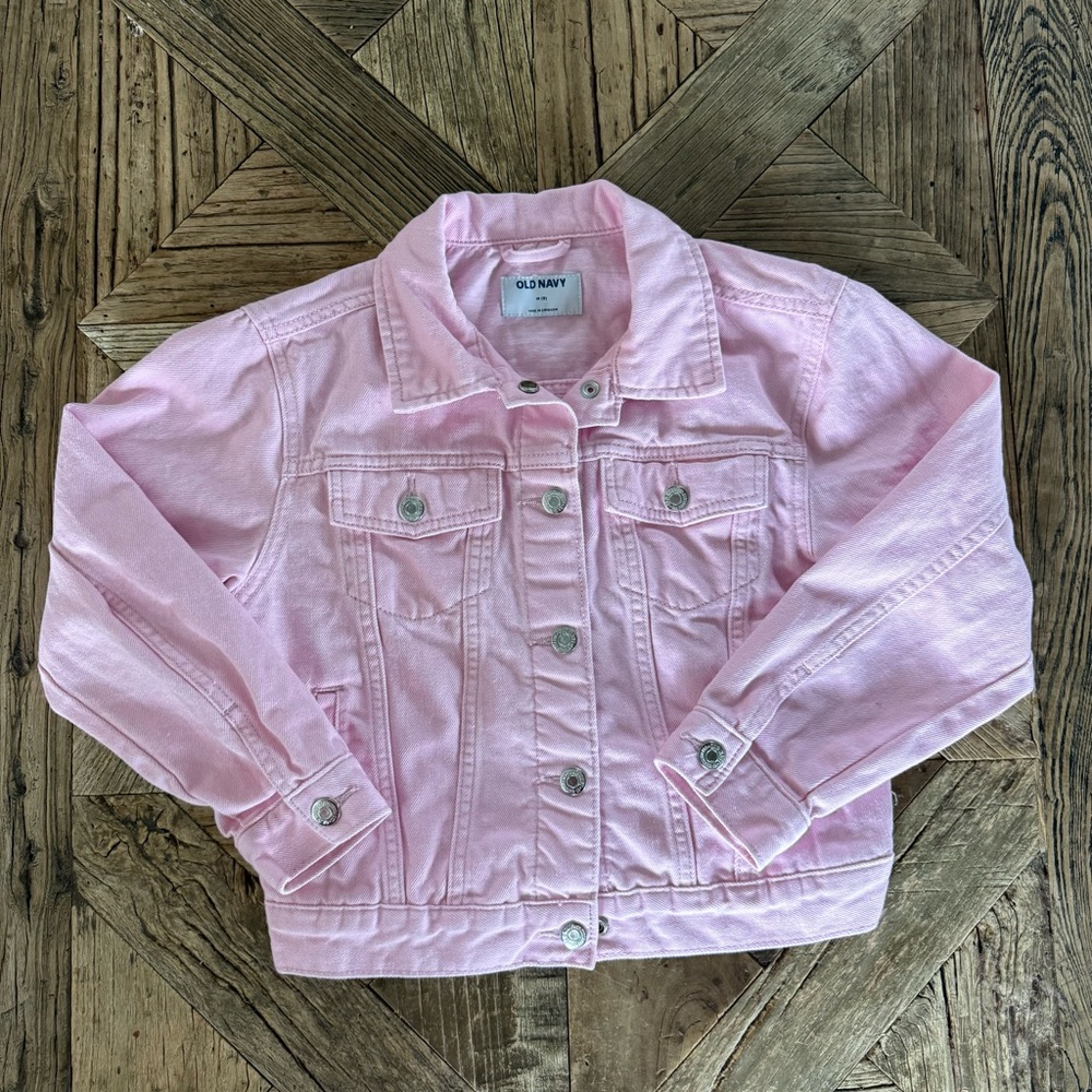 Old Navy Light Pink Kids Jean Girl Jacket M (8)